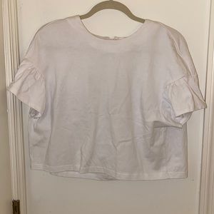 SOLD 🌻5/$15 White Boxy T Shirt with Frills